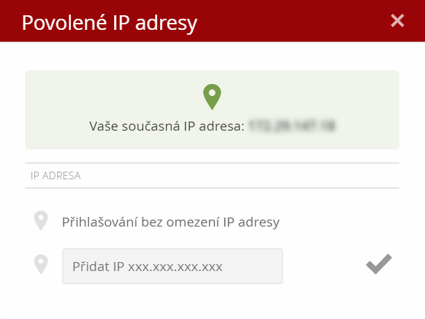 Povolení IP adresy