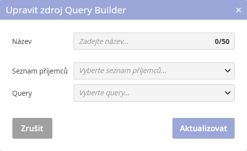 QUERY BUILDER – nastavení