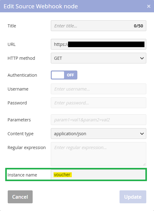 WEBHOOK – node configuration example