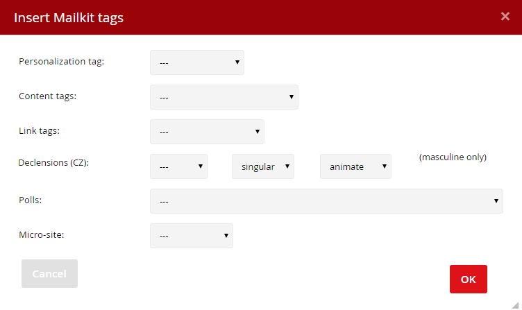 Content personalization dialog