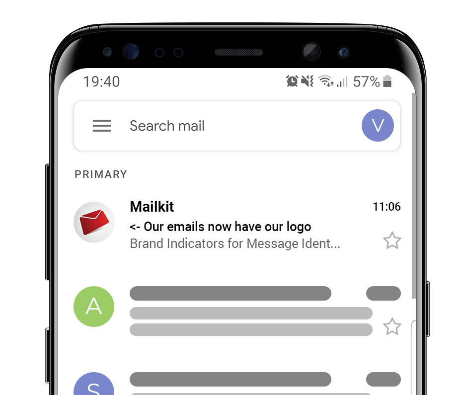 Message with Brand Indicator displayed