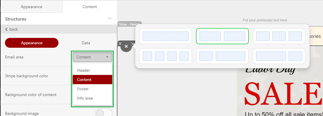 Stripe type settings