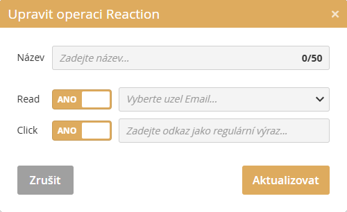 REACTION nod – nastavení