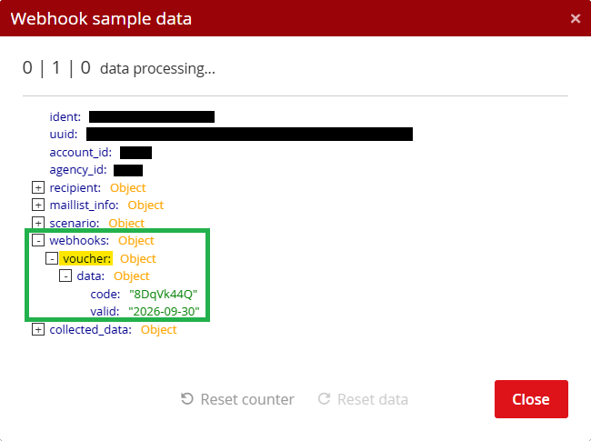 WEBHOOK - data structure in node