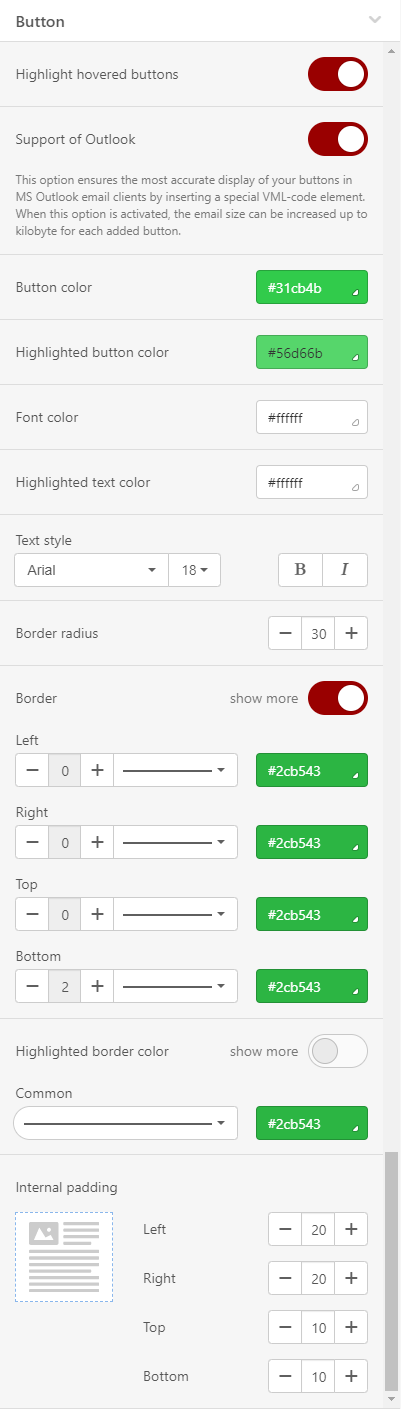 Button settings