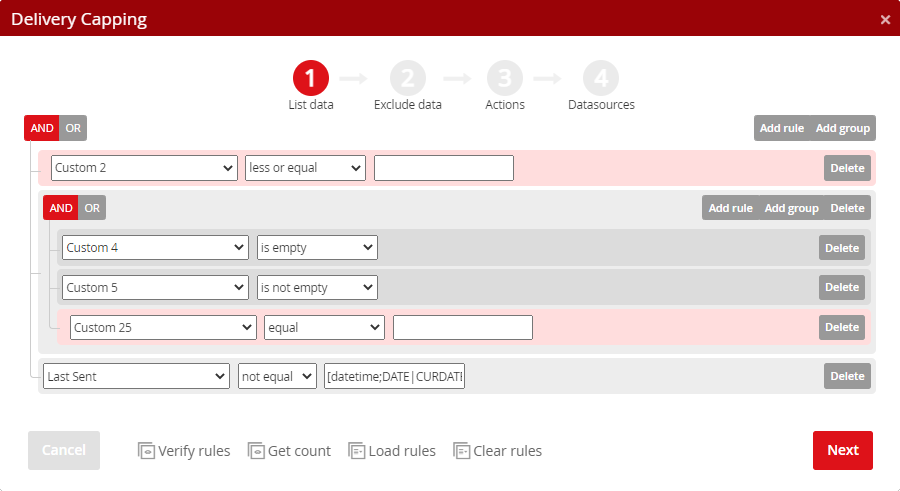 Delivery capping – verify rules