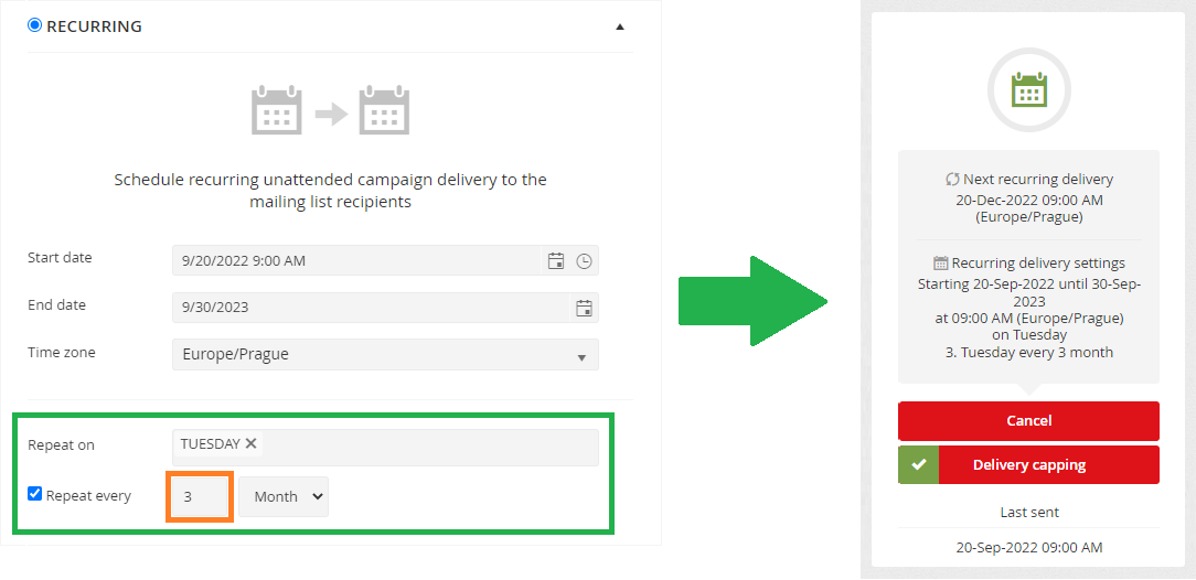 Reccuring campaign delivery - every 3rd Tuesday every 3rd month