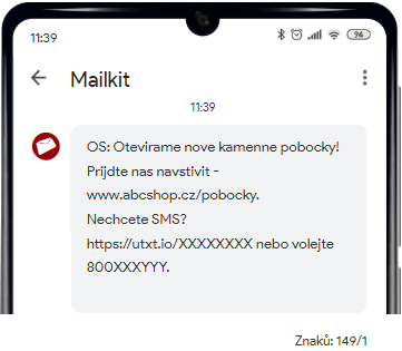 Náhled SMS zprávy Náhled SMS zprávy