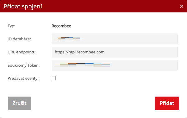 Napojení Recombee Napojení Recombee