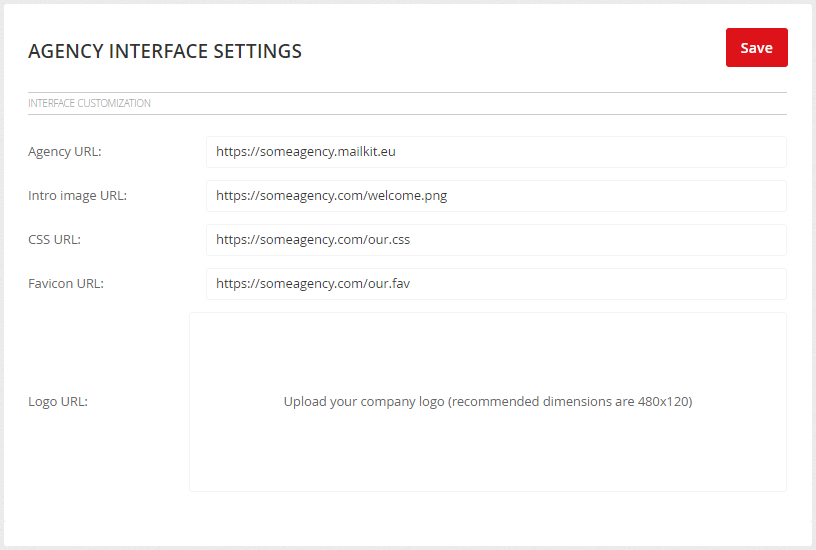 Agency interface settings