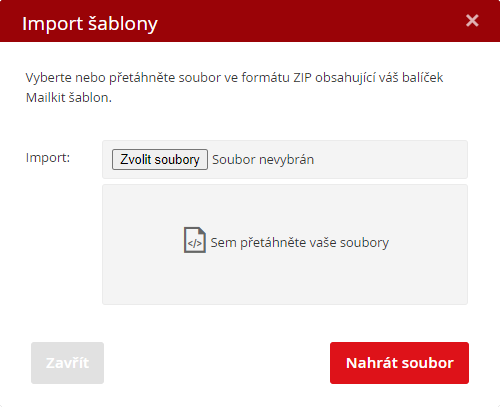 Import šablony