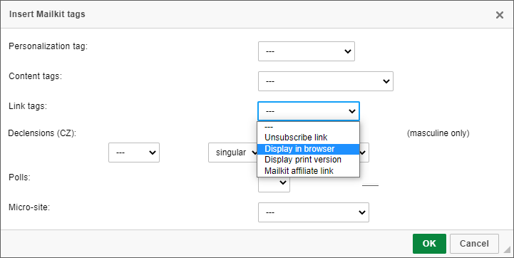 Adding links - Display in browser link