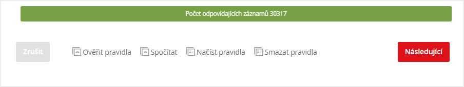 Odpovídající počet záznamů