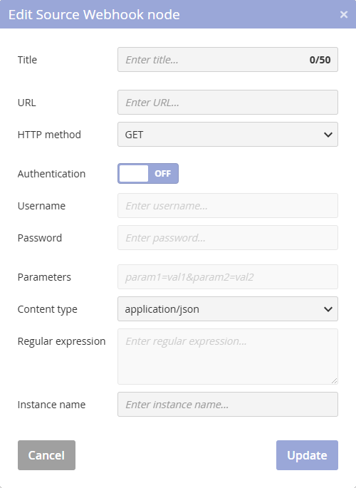 WEBHOOK – settings