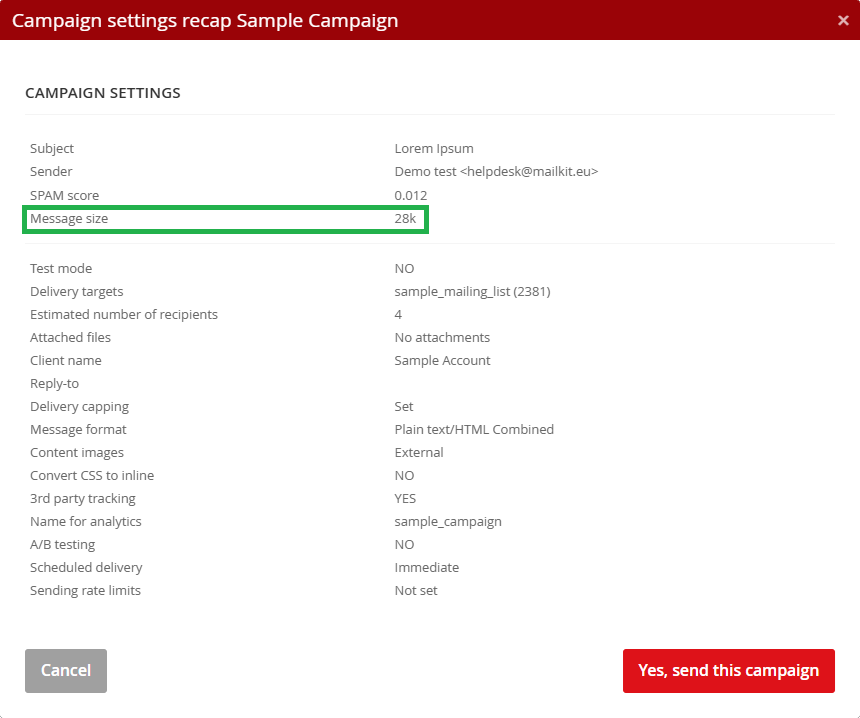 Campaign settings recap