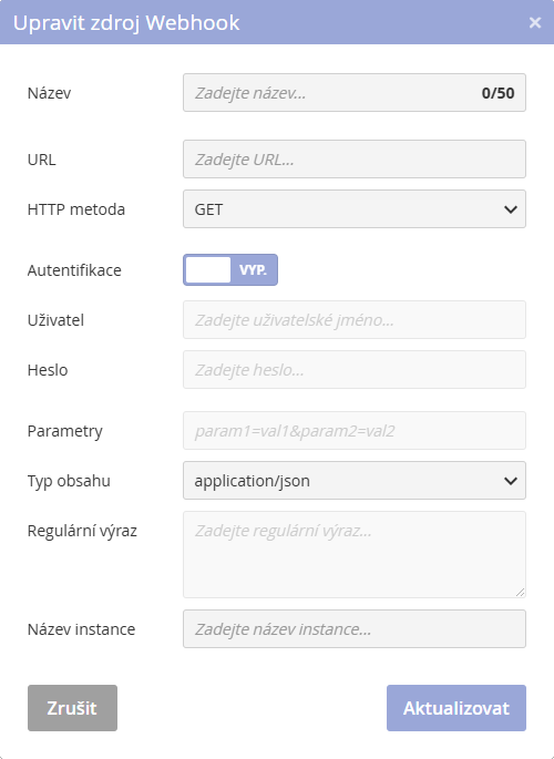 WEBHOOK – nastavení