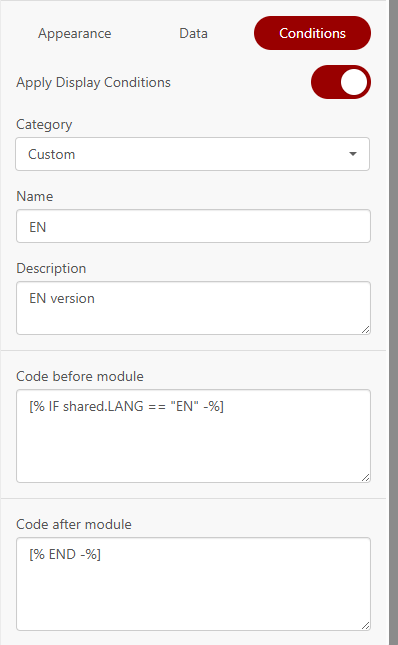 Custom condition